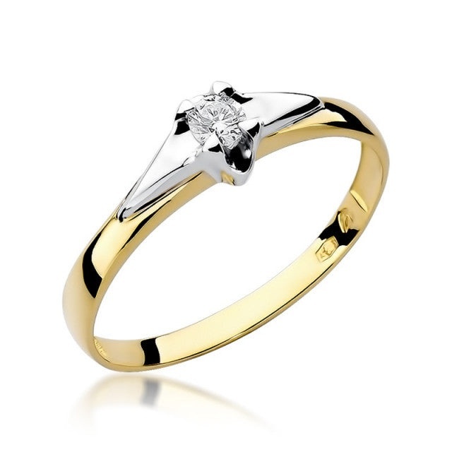 Inel Aur 14K cu Diamant Natural 0.10 ct (Varianta: Galben)