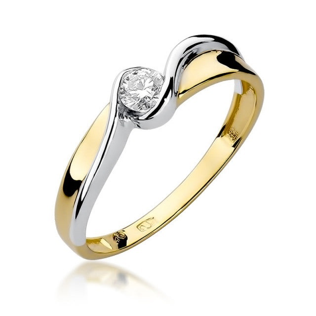 Inel Aur 14K cu Diamant Natural 0.15 ct (Varianta: Galben)