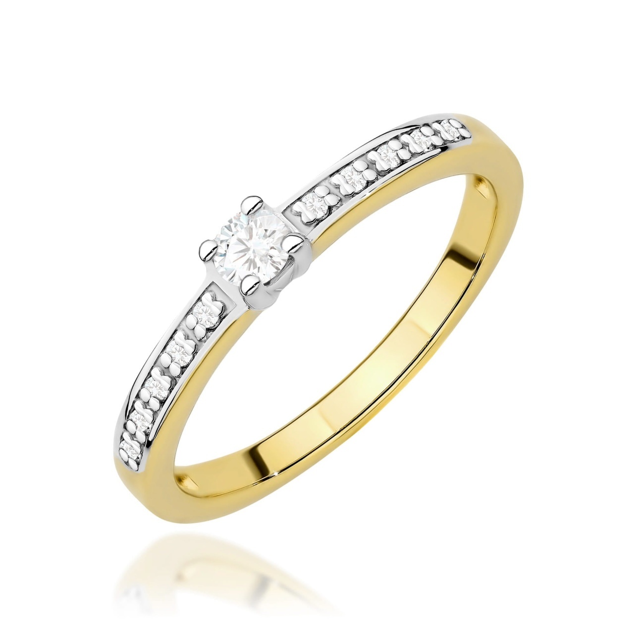 Inel Aur 14K cu Diamante de Laborator 0.13 ct (Varianta: Roz)