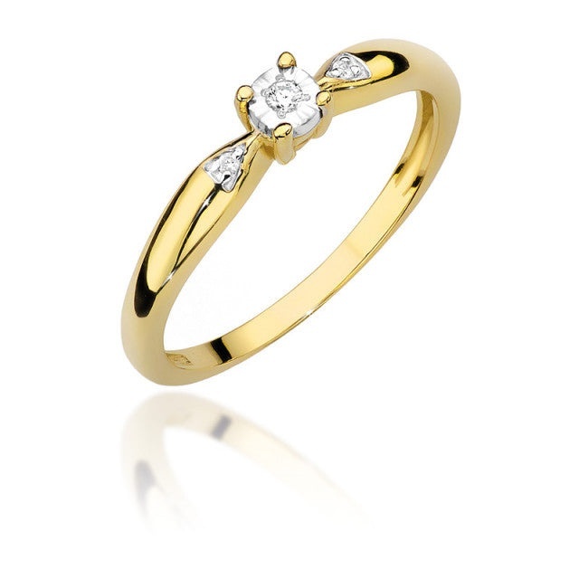Inel Aur 14K cu Diamante Naturale 0.03 ct (Varianta: Galben)