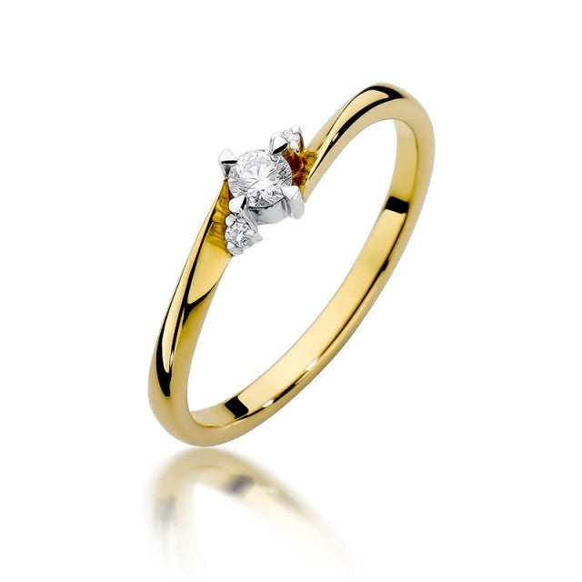 Inel Aur 14K cu Diamante Naturale 0.12 ct (Varianta: Galben)