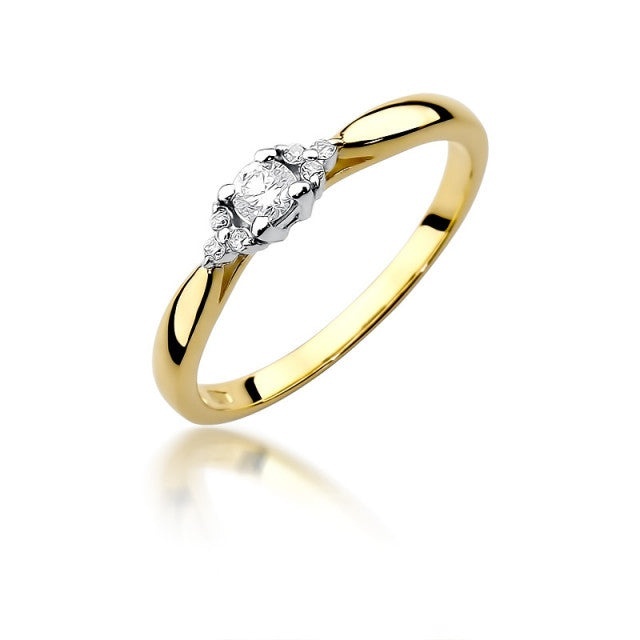 Inel Aur 14K cu Diamante Naturale 0.13 ct (Varianta: Galben)