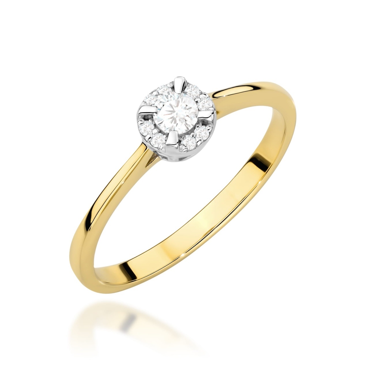 Inel Aur 14K cu Diamante Naturale 0.14 ct (Varianta: Galben)
