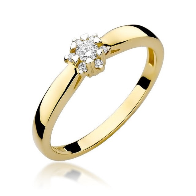 Inel Aur 14K cu Diamante Naturale 0.15 ct (Varianta: Galben)