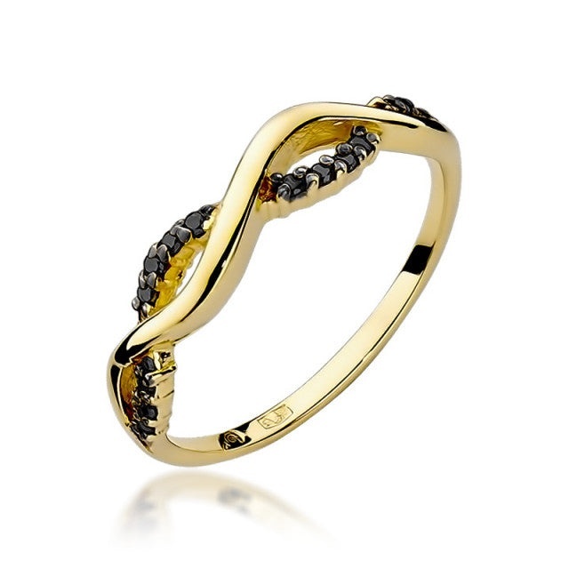 Inel Aur 14K cu Diamante Naturale Negre 0.07 ct (Varianta: Galben)