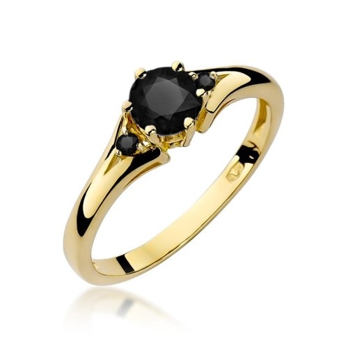 Inel Aur 14K cu Diamante Naturale Negre 0.53 ct (Varianta: Galben)