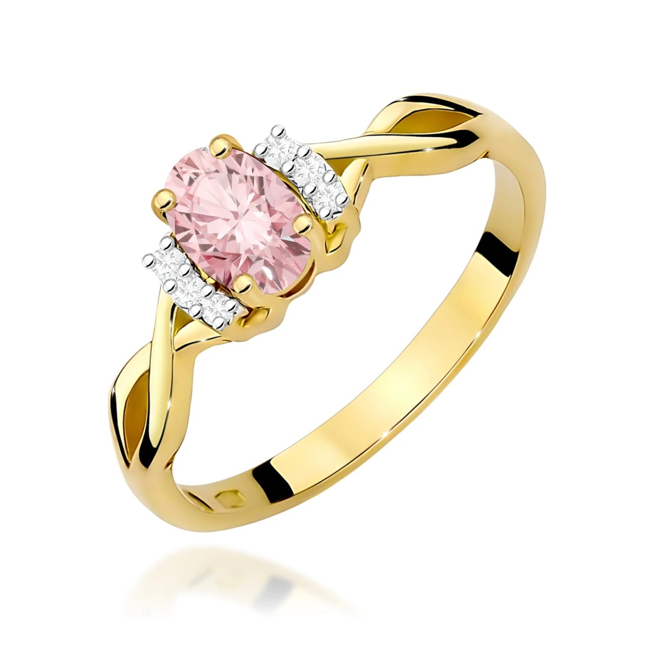 Inel Aur 14K cu Diamante Roz de Laborator 0.55 ct (Varianta: Galben)