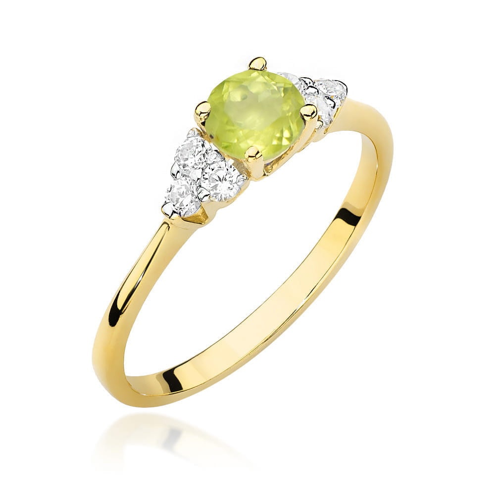 Inel Aur 14K cu Peridot 0.60 ct si Diamante Naturale 0.18 ct (Varianta: Galben)