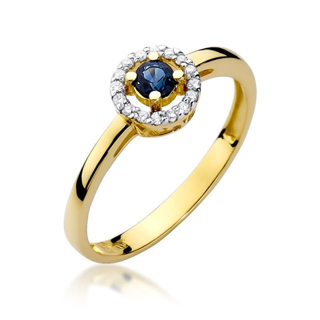 Inel Aur 14K cu Safir 0.15 ct si Diamante Naturale 0.08 ct (Varianta: Galben)