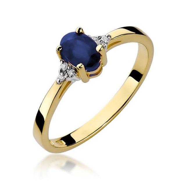 Inel Aur 14K cu Safir 0.70 ct si Diamante Naturale 0.05 ct (Varianta: Galben)