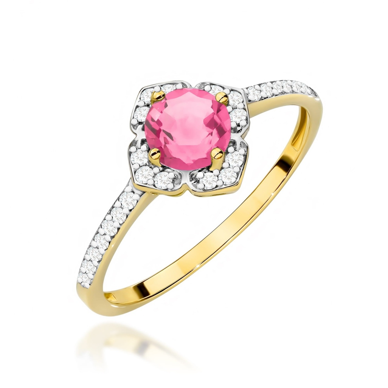 Inel Aur 14K cu Topaz Roz 0.60 ct si Diamante Naturale 0.13 ct (Varianta: Galben)