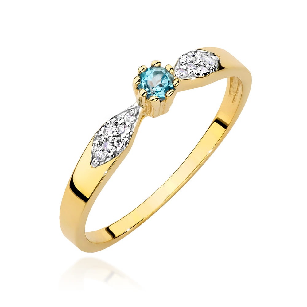 Inel Aur 14K cu Topaz Swiss 0.15 ct si Diamante Naturale 0.06 ct (Varianta: Galben)