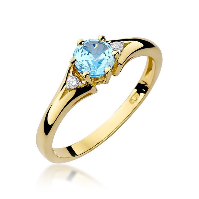 Inel Aur 14K cu Topaz Swiss 0.50 ct si Diamante Naturale 0.03 ct (Varianta: Galben)
