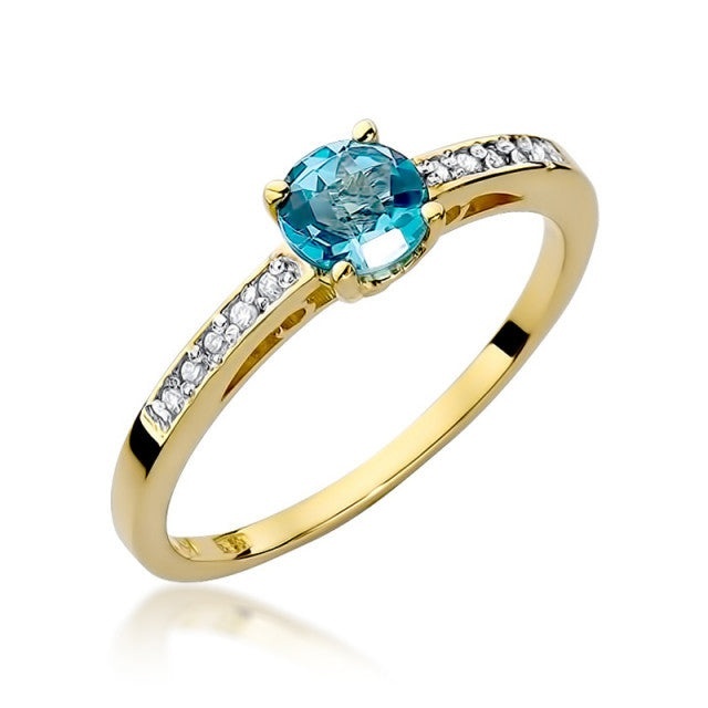 Inel Aur 14K cu Topaz Swiss 0.50 ct si Diamante Naturale 0.05 ct (Varianta: Galben)