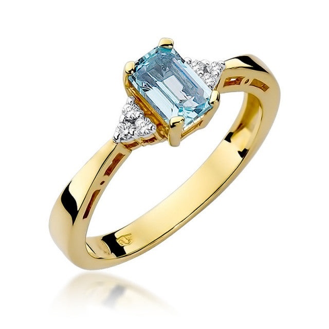 Inel Aur 14K cu Topaz Swiss 0.65 ct si Diamante Naturale 0.03 ct (Varianta: Galben)