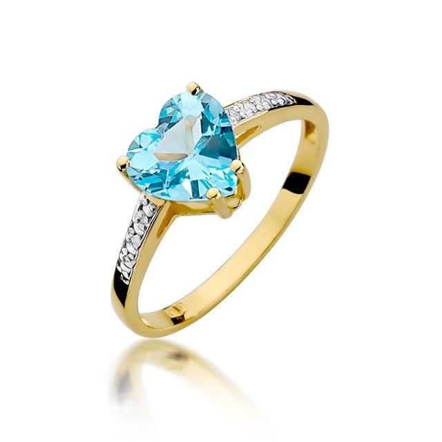 Inel Aur 14K cu Topaz Swiss 1.20 ct si Diamante Naturale 0.04 ct (Varianta: Galben)