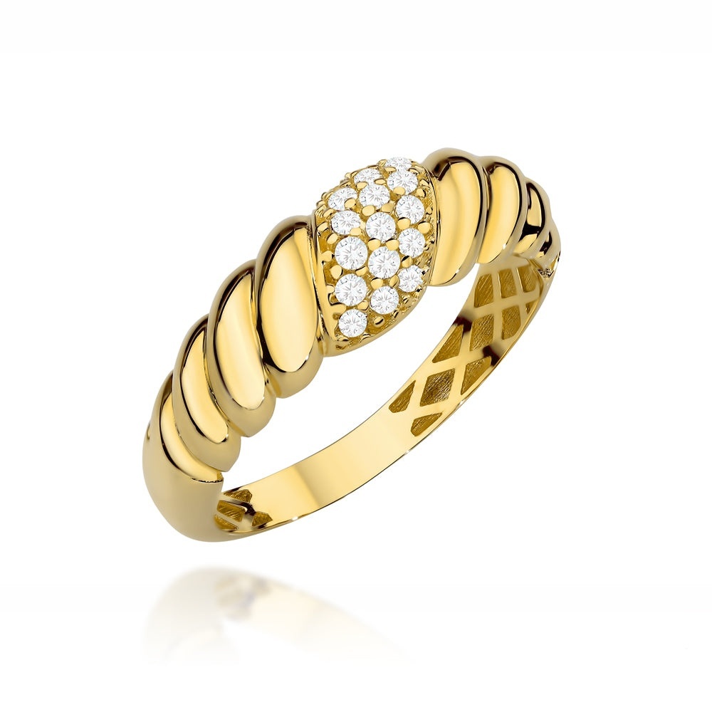 Inel Aur 14K Împletit cu Zirconii (Greutate: 1.61, Măsură: 11)