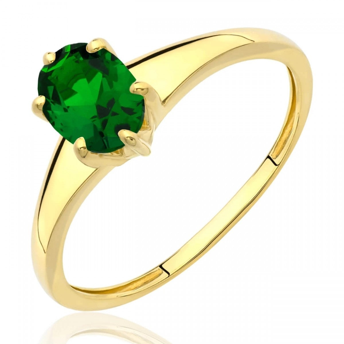 Inel Aur 8K cu Piatră Ovală Verde - Eleganță Atemporală (Măsură inel: 10)