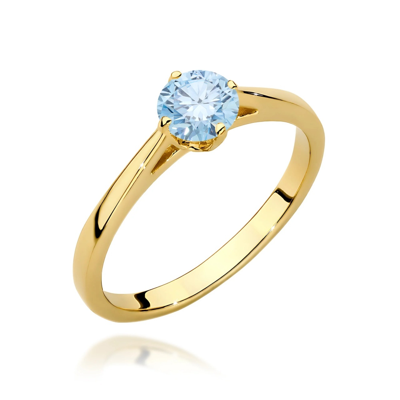 Inel Aur 9K cu Diamant Albastru de Laborator 0.50 ct (Varianta: Galben)