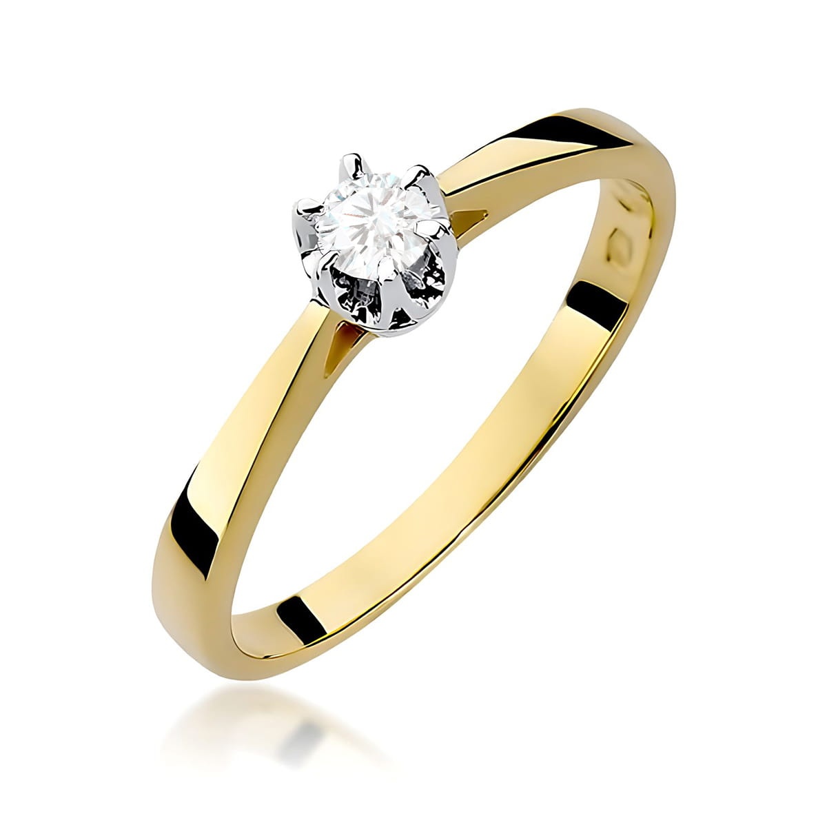 Inel Aur 9K cu Diamant de Laborator 0.09 ct (Varianta: Galben)