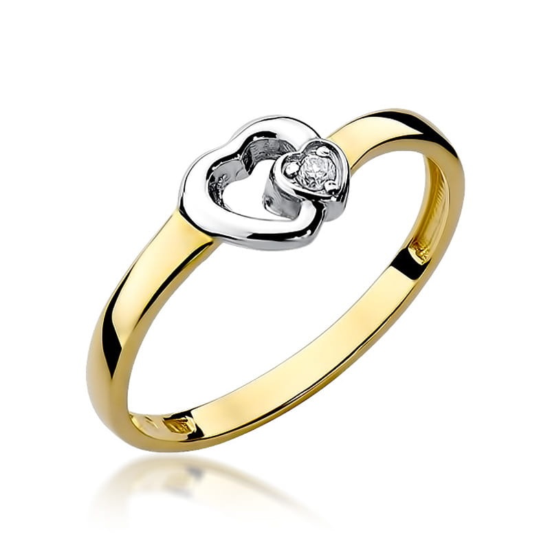 Inel Aur 9K cu Diamant Natural 0.02 ct (Varianta: Galben)