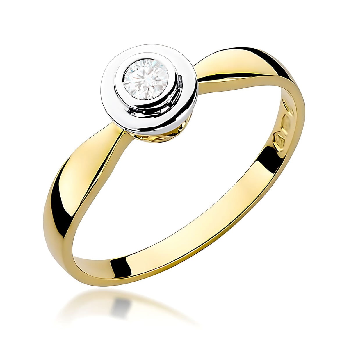 Inel Aur 9K cu Diamant Natural 0.10 ct (Varianta: Galben)