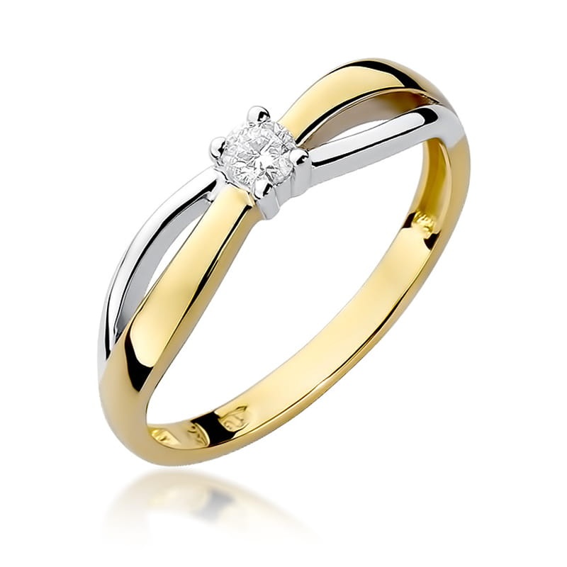Inel Aur 9K cu Diamant Natural 0.10 ct (Varianta: Galben)