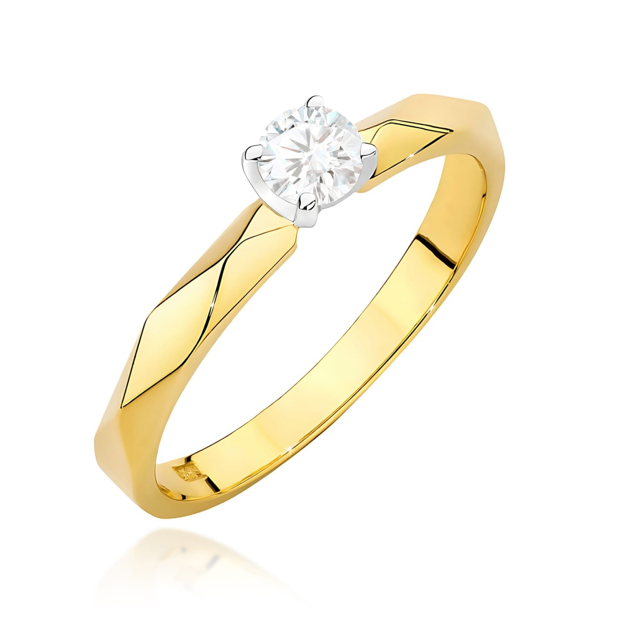 Inel Aur 9K cu Diamant Natural 0.15 ct (Varianta: Galben)
