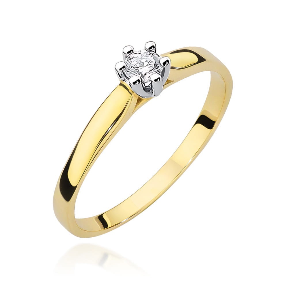 Inel Aur 9K cu Diamant Natural 0.15 ct (Varianta: Galben)