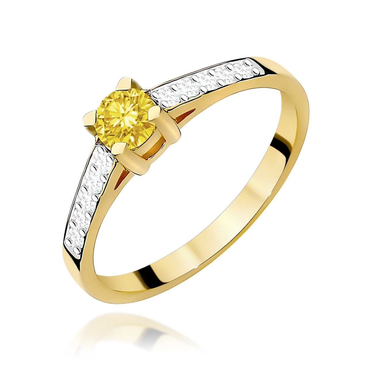 Inel Aur 9K cu Diamante de Laborator 0.45 ct (Varianta: Galben)