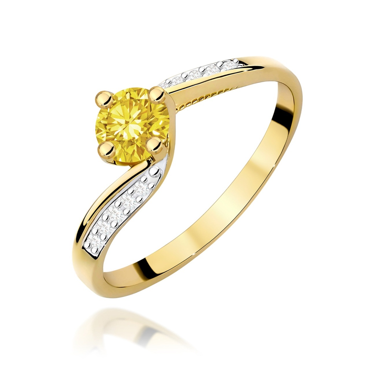 Inel Aur 9K cu Diamante de Laborator 0.55 ct (Varianta: Galben)