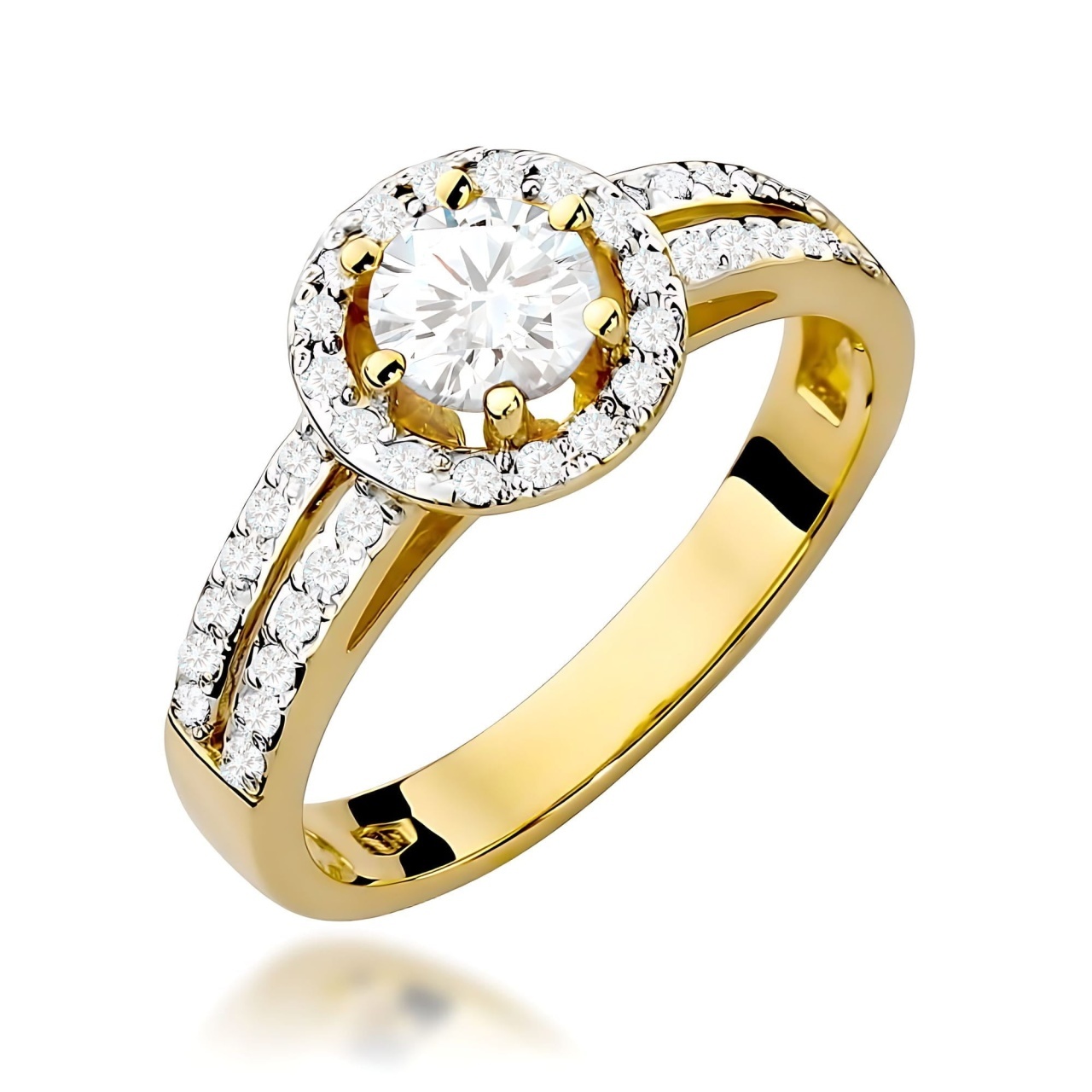 Inel Aur 9K cu Diamante de Laborator 0.70 ct (Varianta: Galben)