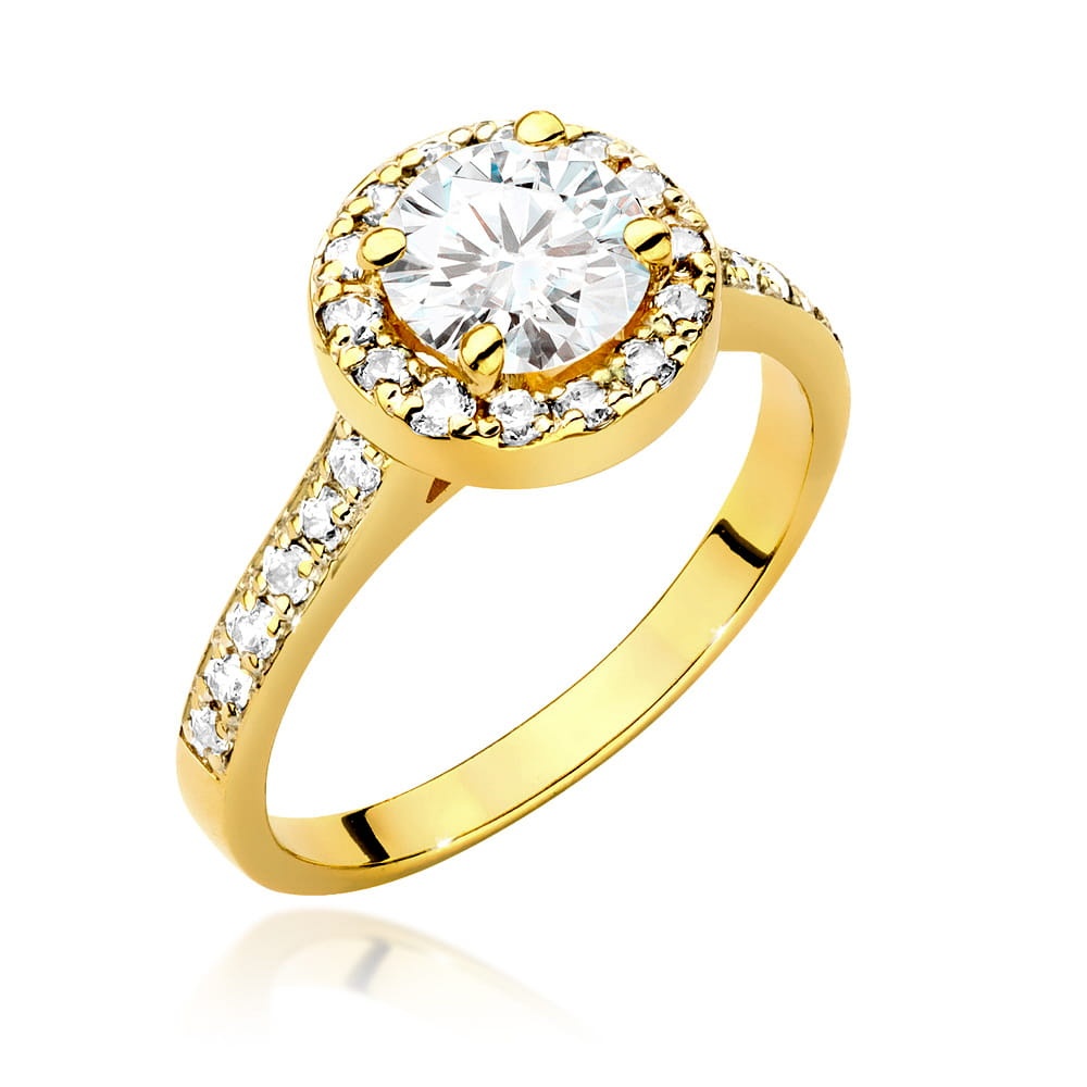 Inel Aur 9K cu Diamante de Laborator 1.38 ct (Varianta: Galben)