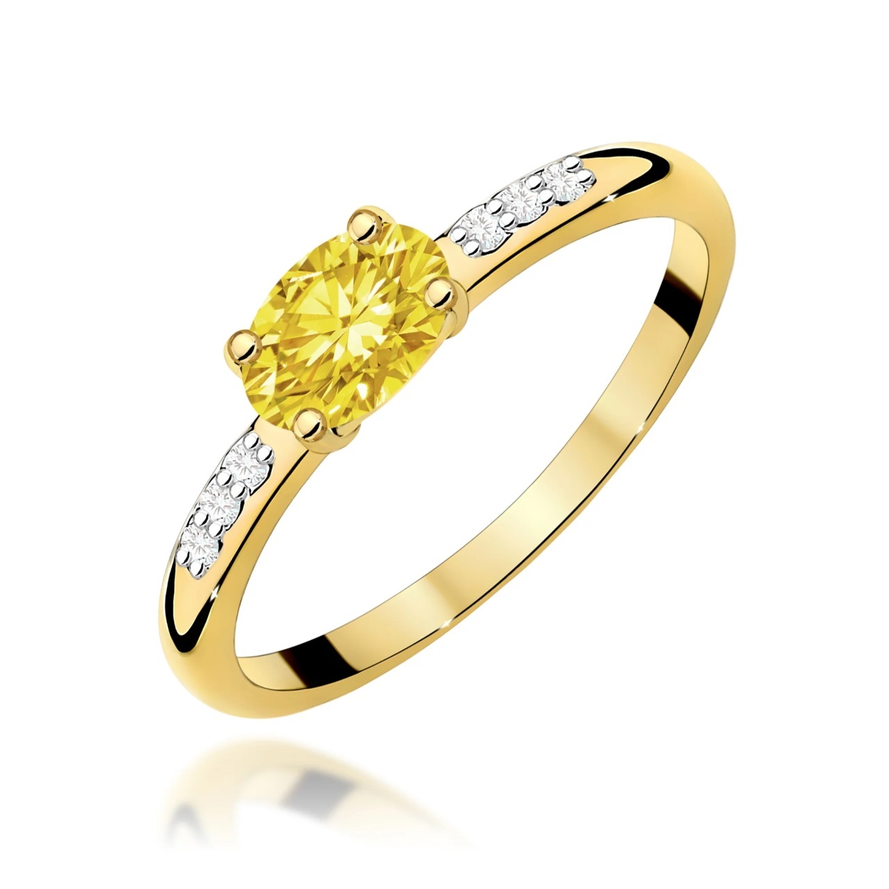 Inel Aur 9K cu Diamante Galbene de Laborator 0.53 ct (Varianta: Galben)