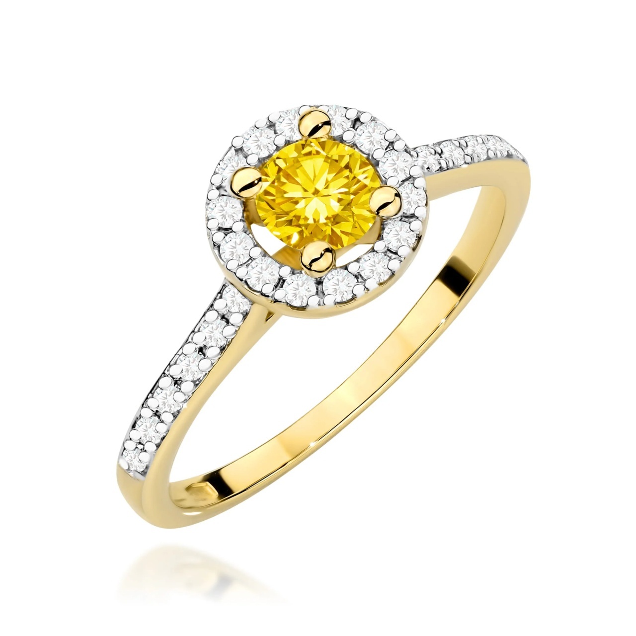 Inel Aur 9K cu Diamante Galbene de Laborator 0.72 ct (Varianta: Galben)