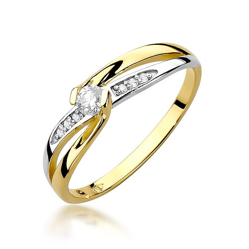 Inel Aur 9K cu Diamante Naturale 0.13 ct (Varianta: Galben)