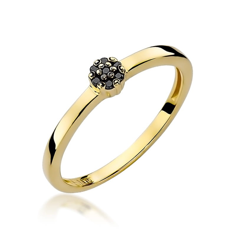 Inel Aur 9K cu Diamante Naturale Negre 0.04 ct (Varianta: Galben)