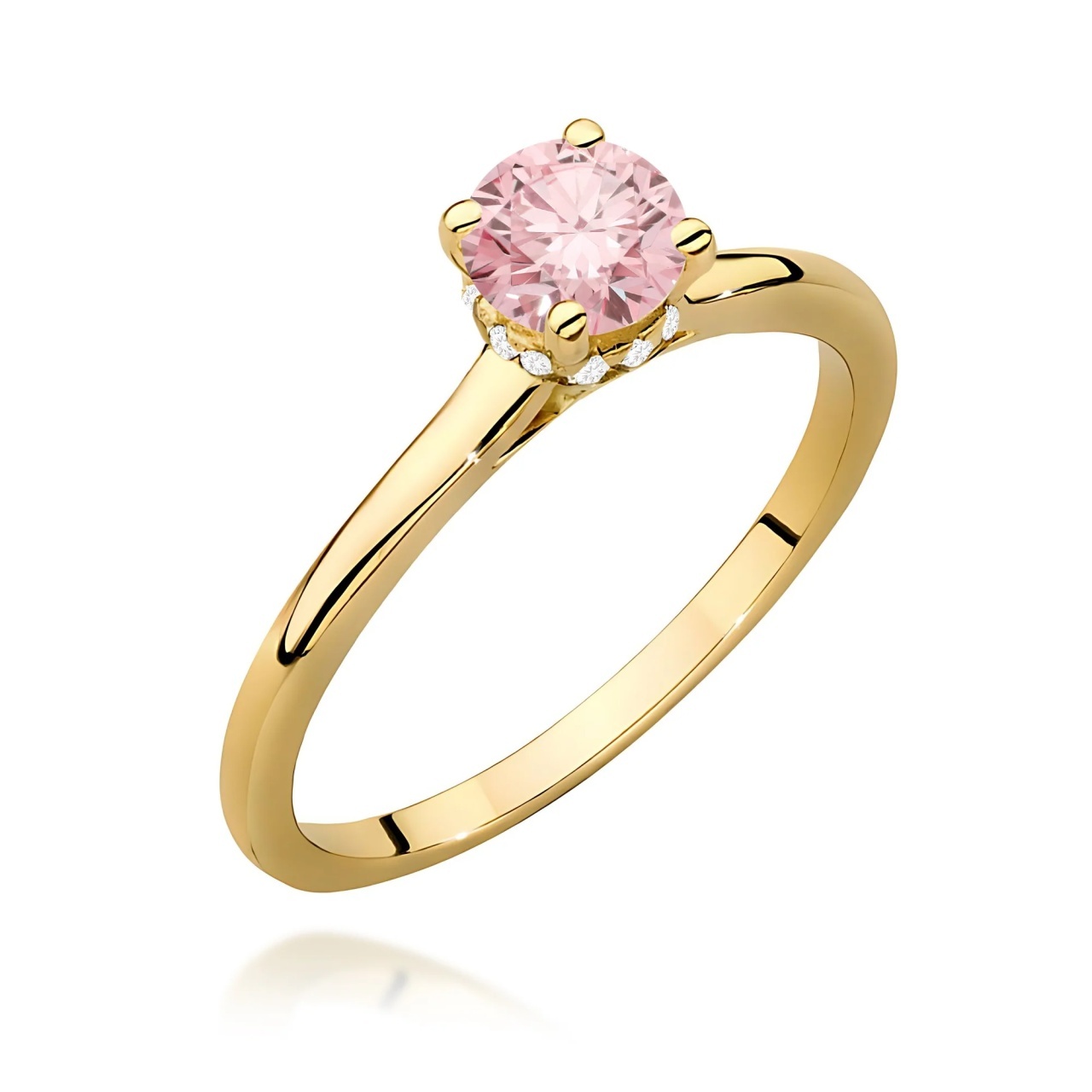 Inel Aur 9K cu Diamante Roz de Laborator 0.56 ct (Varianta: Galben)