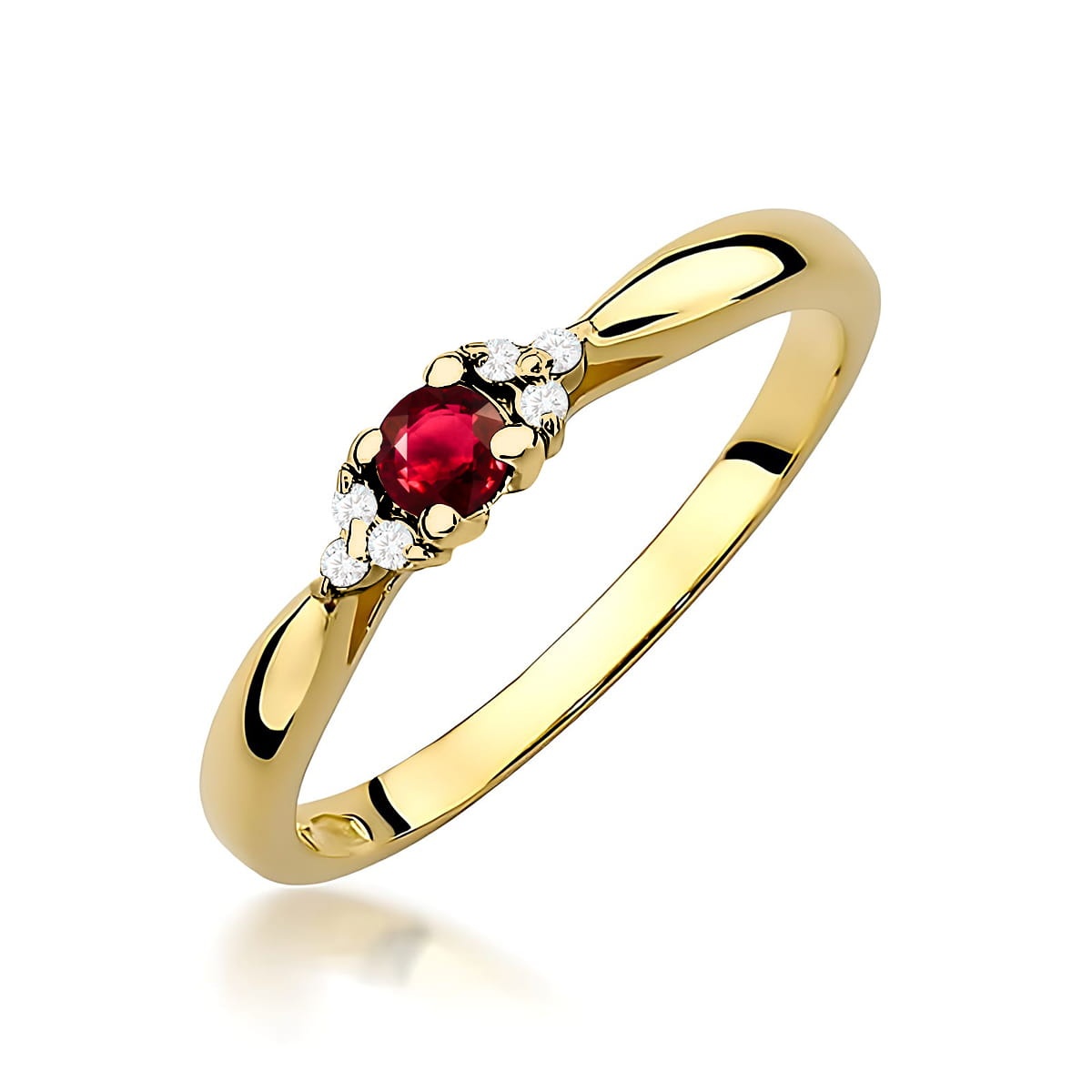 Inel Aur 9K cu Rubin 0.15 ct si Diamante Naturale 0.03 ct (Varianta: Galben)
