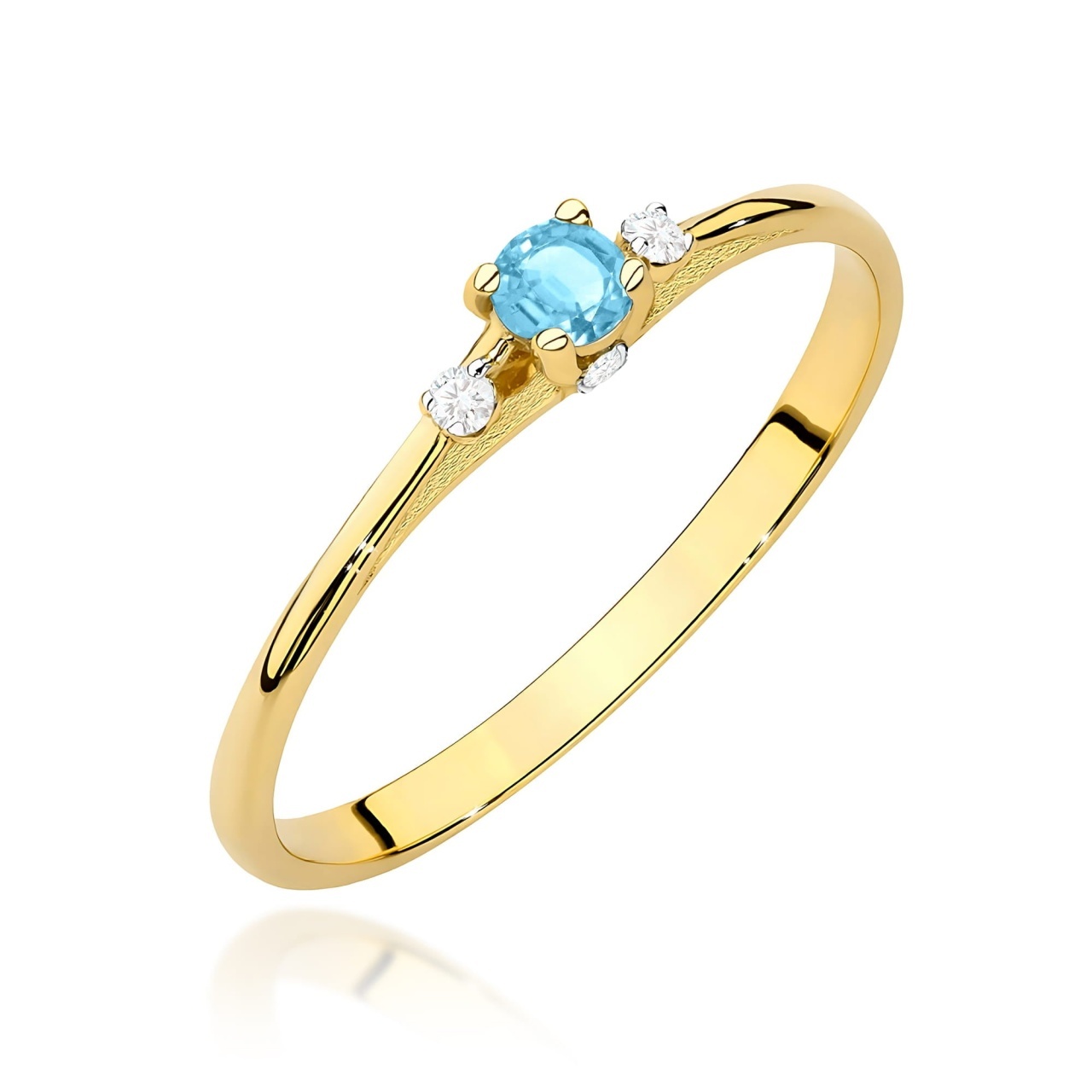 Inel Aur 9K cu Topaz Swiss 0.15 ct si Diamante Naturale 0.05 ct (Varianta: Alb)