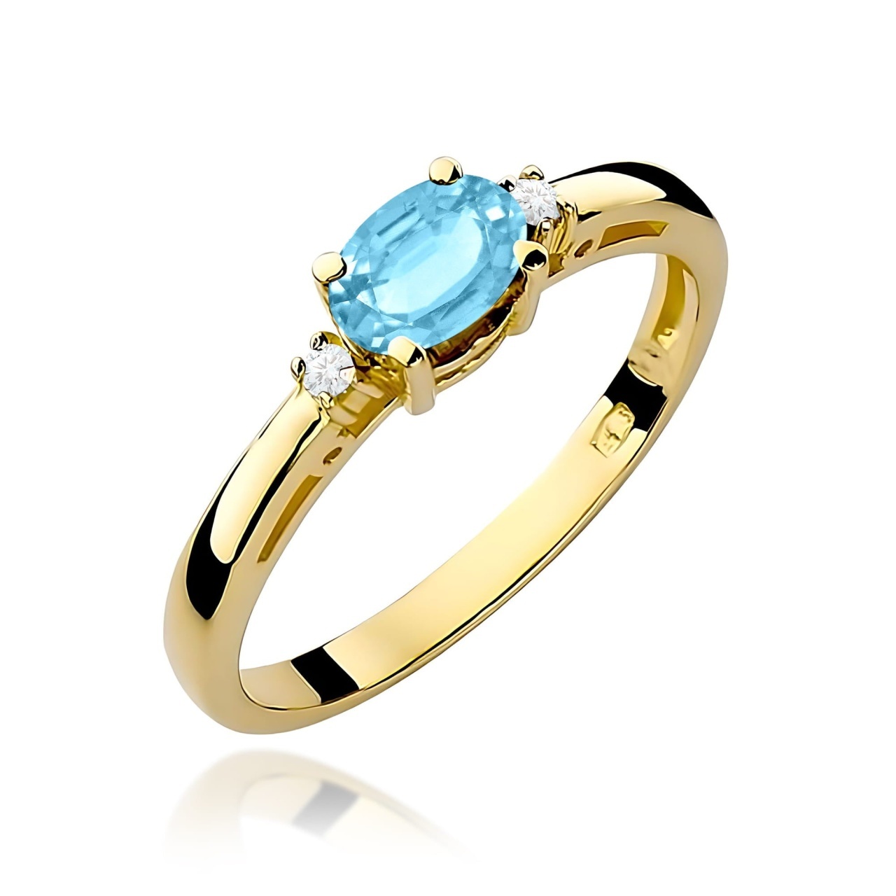 Inel Aur 9K cu Topaz Swiss 0.50 ct si Diamante Naturale 0.03 ct (Varianta: Galben)