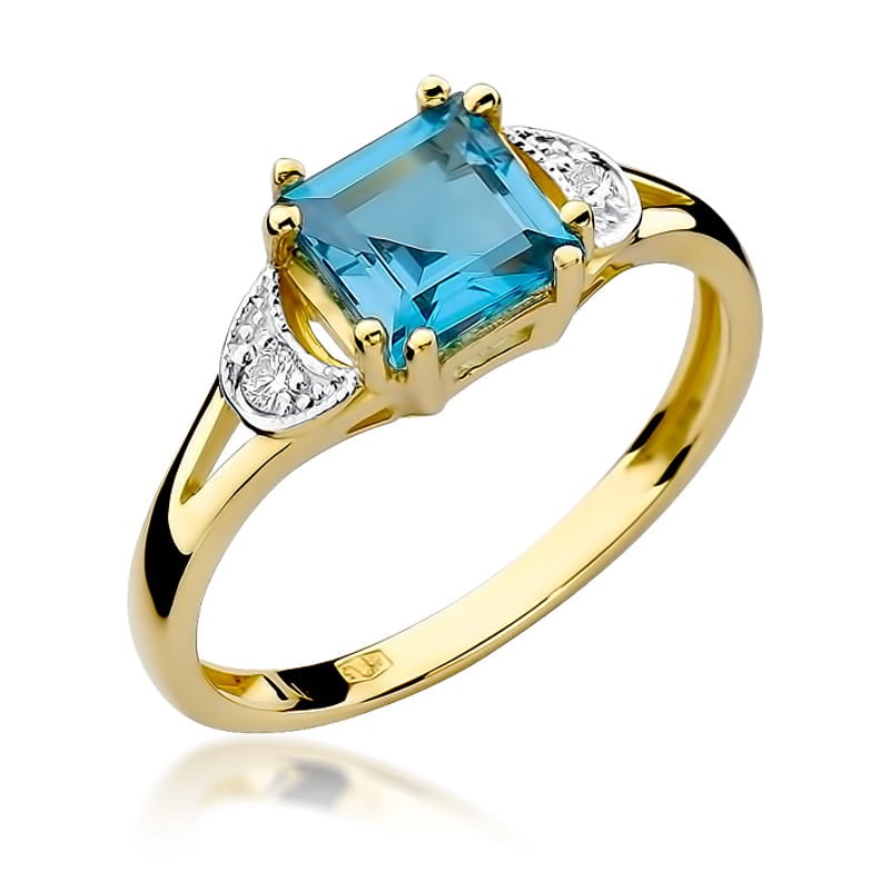 Inel Aur 9K cu Topaz Swiss 1.40 ct si Diamante Naturale 0.06 ct (Varianta: Galben)