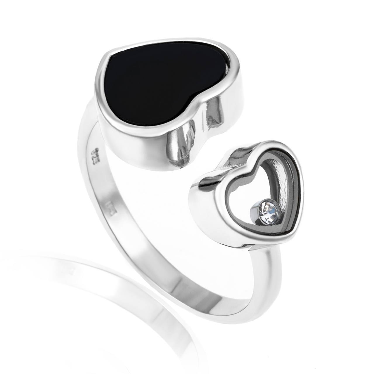 Inel Black Heart din Argint 925 3.8g (Mărime: M56)
