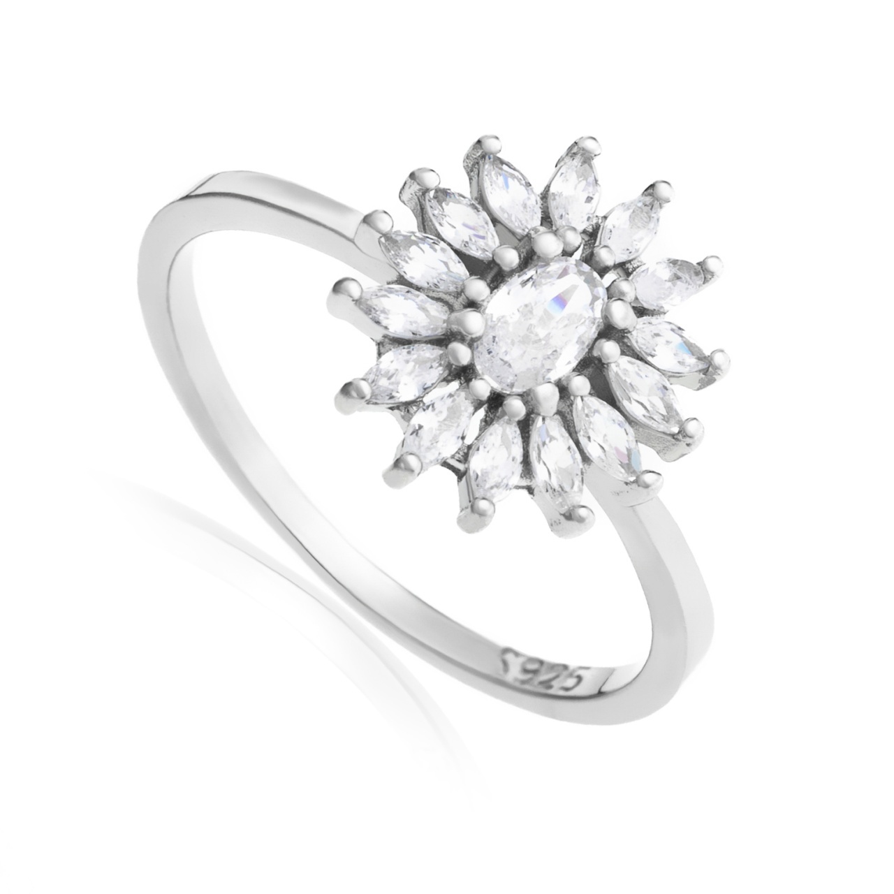 Inel din Argint 925 Crystal Flower 2.3g (Mărime: M58)