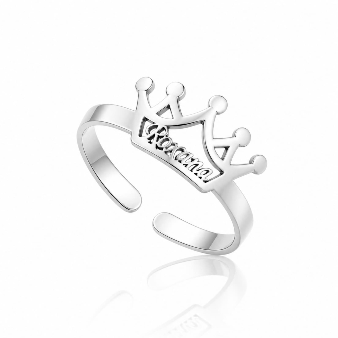 Inel personalizabil cu nume si coronita din argint 925