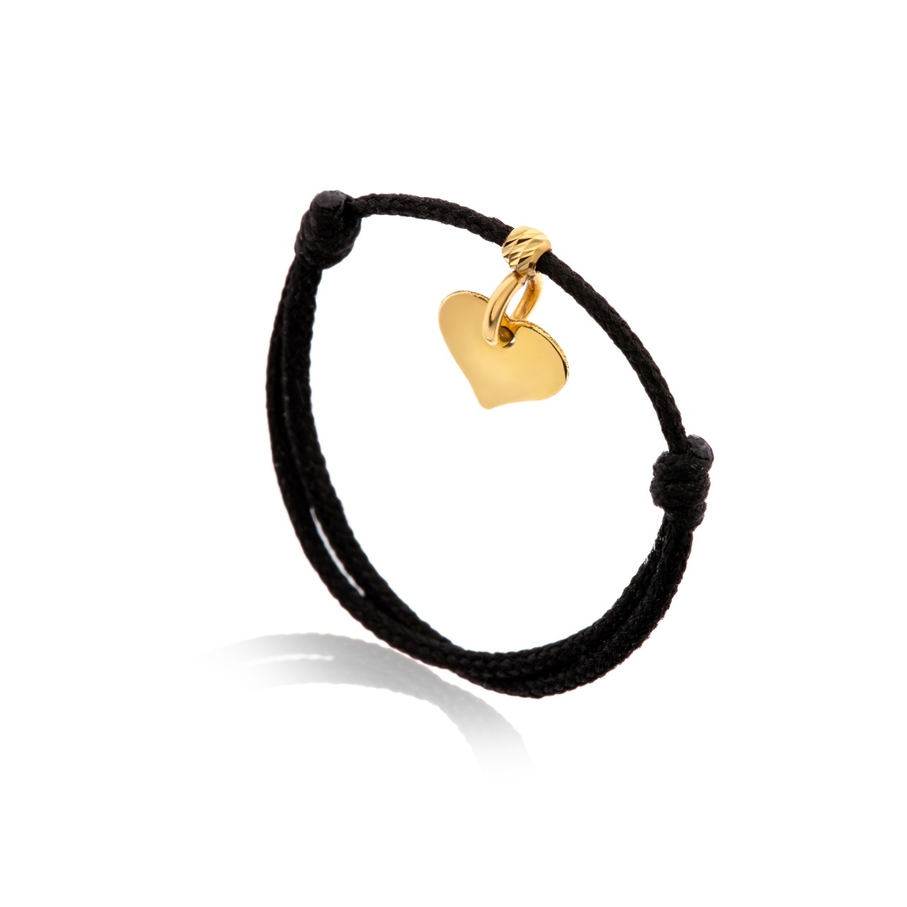 Inel snur reglabil si charm inimioara din Aur 14k 585