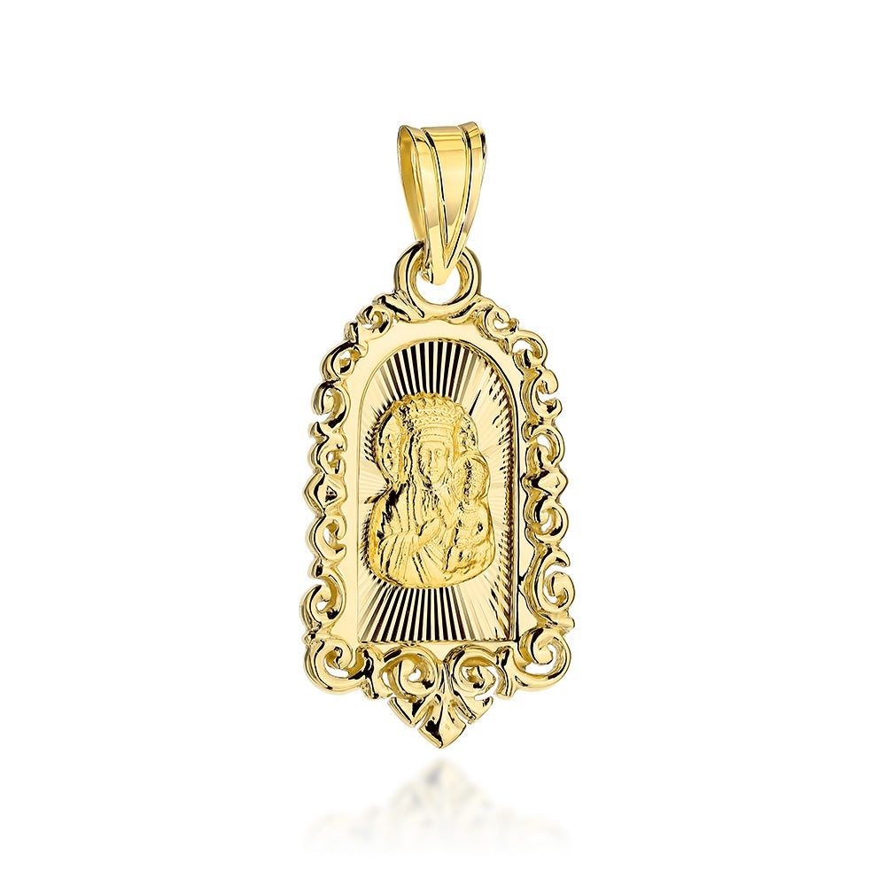 Medalion Aur 14K Maica Domnului de Częstochowa - Imagine Ornamentată (Greutate: 2.98)