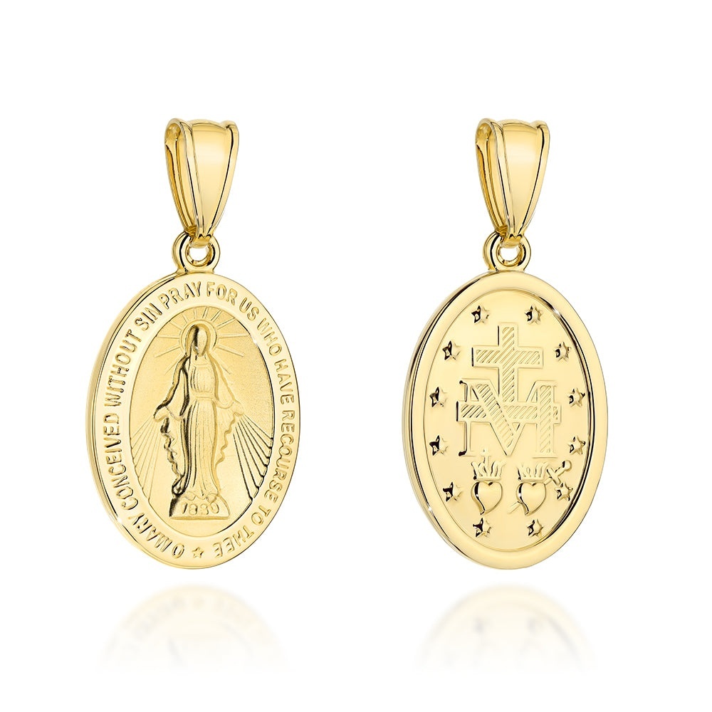 Medalion Aur 14K Minunat cu Rugăciune în Engleză (Greutate: 1.11)