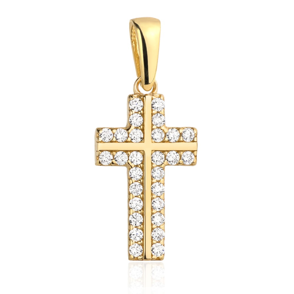 Pandantiv Aur 14k cu Cruce si Zirconii (Greutate: 0.68)