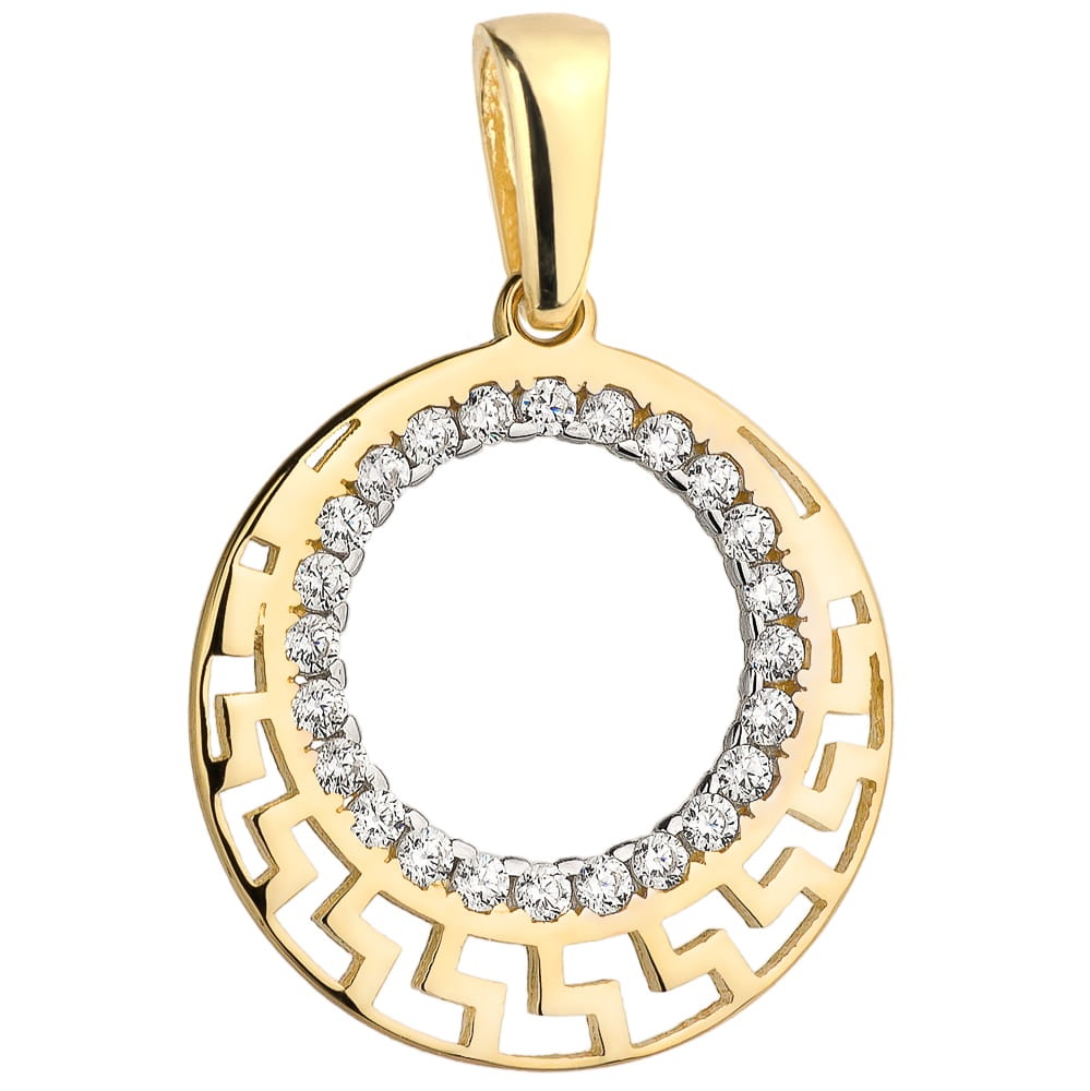 Pandantiv Aur 14k cu Model Grecesc si Zirconii (Greutate: 0.79)